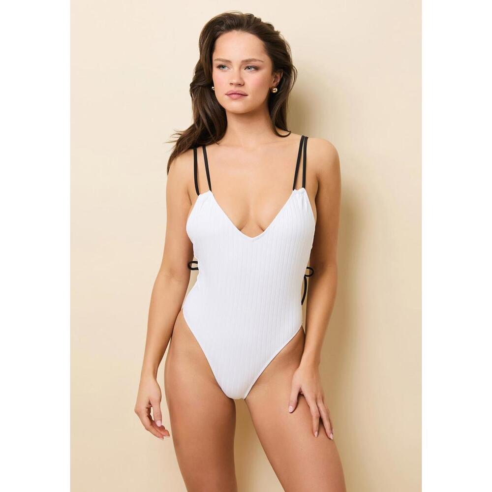 Solid & Striped Lynn Ribbed One Piece Optic White / Noir